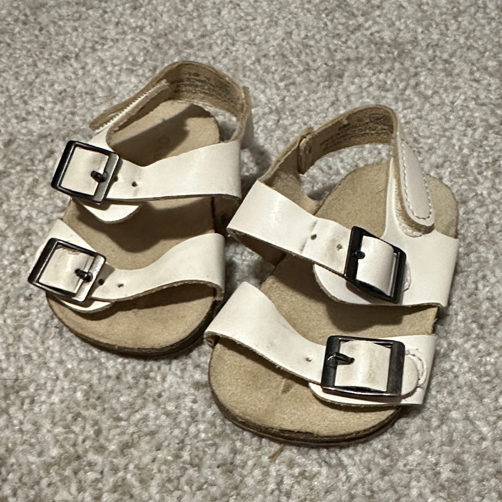 Infant White Sandals with Buckles